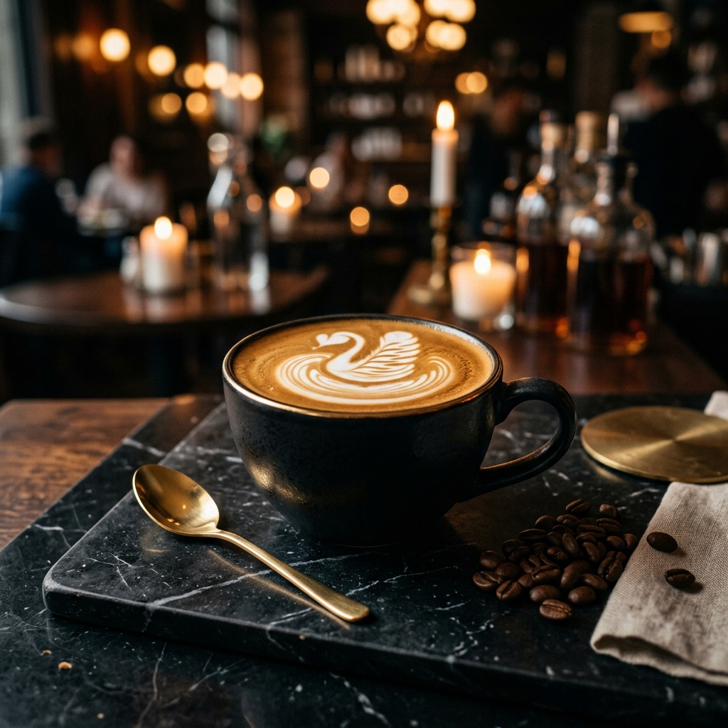 Secangkir latte dengan latte art